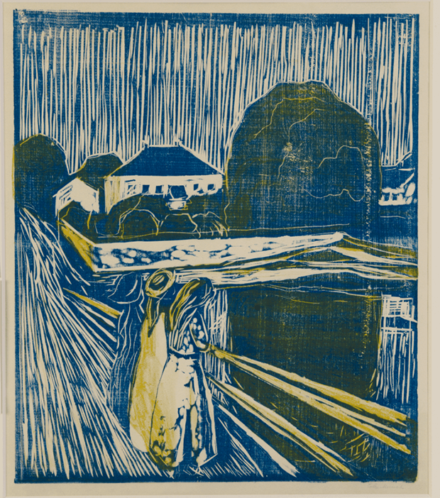 Edvard Munch Le Ragazze Sul Ponte 1918 Disegno A Colori Cm 58 20x42 90 Katarte