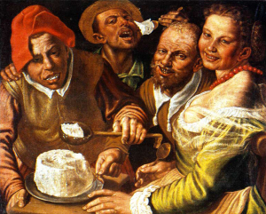 Vincenzo Campi. Mangiatori di ricotta, 1580 circa, olio su tela, cm, 72 x 89. Collezione privata