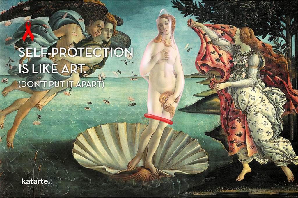 self-protection-art-born-of-venere-botticelli-aids-world-day-condom
