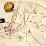 Egon Schiele. Two female nudes. One Reclining