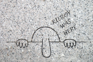 Street art - Kilroy Was Here - Washington DC - WWII Memorial