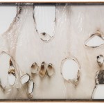 Alberto Burri. Large White Plastic, ca. 1965. Plastic, acrylic, combustion, and Vinavil on Cellotex, cm. 191.8 x 292.1. Kravis Collection. Photo: Tim Nighswander/IMAGING4ART, courtesy Glenstone