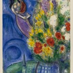 Marc Chagall. Pair of Lovers and Flowers. Color lithograph, 1949, cm. 555 x 410. Gift of Ida Chagall, Paris