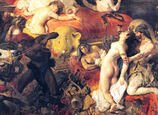 Eugène Delacroix. The Death of Sardanapalus 1827 (detail). Oil on canvas, cm. 395 x 425. Louvre Museum, Paris