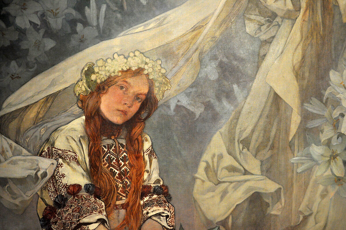 Alfons Mucha - Madonna of the lilies - 1905-detail-Photo-katarte