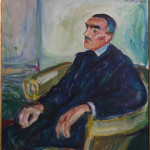 Edvard Munch. 1925,  Jappe Nilssen in una sedia di vimini, 1925–1926, olio su tela, cm. 78 x 69