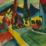 Vassily Kandiansky. 1912, paesaggio con due pioppi 78.8×100.4 cm,