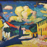 Vassily Kandinsky. 1908, Murnau, strada di paese, olio su cartone, montato su pannello di legno, 48 x 69,5  cm