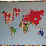 Alighiero Boetti. Mappa, 1972-1973, ricamo a mano su lino, cm. 161X217