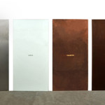 Eliseo Mattiacci. Alba, giorno, tramonto, notte, 1975–1976, acciaio, cristallo, rame, ferro, 4 pannelli cm 400×100