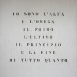 Vincenzo Agnetti. Ritratto di Dio, 1970, feltro inciso e dipinto, cm. 120 x 80 x 2,5