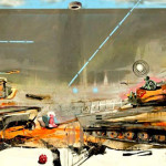 Minaccia imminente, 2012, olio, smalto e tecnica mista su tela, cm. 274×183