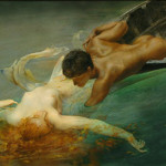 Giulio Aristide  Sartorio. La sirena, 1893, olio su tela applicata su tavola