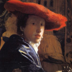 Johannes Vermeer.  Ragazza con cappello rosso, olio su tavola, c. 1672, cm. 23,2×18,1