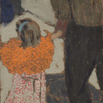 Édouard Vuillard. Bambina con la sciarpa rossa, 1891 ca., olio su cartoncino