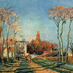 Entrata del villaggio di  Voisins, 1872, olio su tela, cm. 46×55