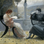 Giulio Aristide Sartorio. La Lettura o Catullo e Clodia, olio su tela