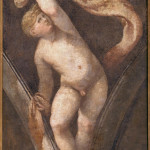 Giulio Campi Putto decorativo XVI secolo affresco strappato e riportato su tela cm 125×83 Cremona Museo civico Ala Ponzone