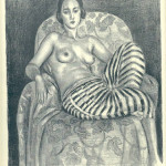 Odalisca con pantaloni a righe litografia 1925 cm