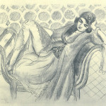 Riposo sul banchetto 1929 litografia cm