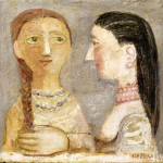 Donne con la collana, 1952, olio su tela, cm. 32 x 35