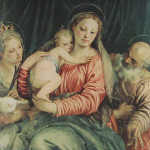 Madonna col Bambino, una Santa martire e San Pietro, 555-60, cm. 119×95