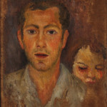 Doppio ritratto. Olio su tela. Cm 44,00 x 56,00