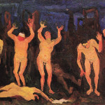Mafai Mario. Fantasia n. 9, 1942, olio su tavola.   cm. 40 x 74.5