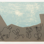 Baccanale con toro. linocut.