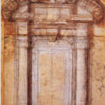 Michelangelo_Studio-per-il-prospetto-di-Porta-Pia_matita-nera-penna-e-inchiostro-inchiostro-acquerellato-biacca_Fondazione-Casa-Buonarroti-Firenze