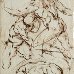 Nudi in combattimento, matita nera, cm. 40,3 x 26,7