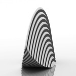 Scultura 376B, 1995, plexiglass bianco e nero,  cm, 72x36x18