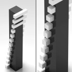 Scultura 502, 2006. Legno laccato bianco e nero, cm. 50 x 50 x 230, esemplare unico