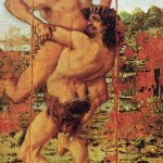 Antonio del Pollaiolo. Ercole “scoppia”Anteo, 1478, tempera su tavola. Firenze, Galleria degli Uffizi