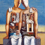 Giorgio de Chirico.Archeologi, 1968, olio su tela, cm. 84,5 x 64,5
