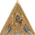 Giotto. Cusp with God the Father and angels, already part of the Baroncelli Polyptych. Tempera and gold on wood. Basilica of Santa Croce, Cappella Baroncelli, Florence. The San Diego Museum of Art
