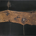 Alberto Burri. Sack SF 1 ca. 1954. Burlap, thread, acrylic, and PVA on canvas, 86 x 100.6 cm. Private collection, Ezio Gribaudo, Turin