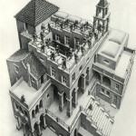 Escher.Ascending and descending, 1960. Lithography