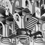 Escher. Concave and convex. Lithography, 1950