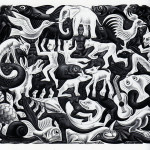 Escher. Plane Filling II, 1957. Lithography, mm. 370 x 315