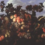 Abraham Brueghel. An Extensive Still Life of Fruit in a Landscape, 1670