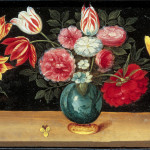 Ambrosius Brueghel. Still Life with Flowers, 1660 - 1665. Oil on canvas, cm. 12.5 x 26.5 (each). Private collection, Vermont