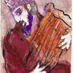 Marc Chagall. The Psalm of David, 1956 ca. Drawing for the "Verve" edition of the Bible. India ink, gouache, watercolor and pencil on paper, cm. 35,6 x 26,5. Gift of Ida Chagall, Paris