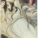 Marc Chagall. Sarah and Abimelech. Color lithograph, 1960, cm. 35,5 x 26,3. Bequest of Noah Chodos, New York, to American Friends of the Israel Museum