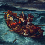 Eugène Delacroix. Christ calming the storm, 1853 ca. Oil on canvas, cm. 50,8 X 61. The Metropolitan Museum of Art, New York City