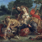 Eugène Delacroix, Lion Hunt, 1858, Oil on canvas, cm. 91,7 x 117,5. Museum of Fine Arts, Boston