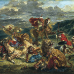 Eugène Delacroix. Lion Hunt, 1861. Oil on canvas, cm. 76 x 98. © The Art Institute of Chicago, Illinois Potter Palmer Collection