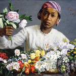 Frédéric Bazill. Young Woman with Peonies, 1870 Oil on canvas,  cm. 60 × 75. National Gallery of Art, Washington, DC. Collection of Mr. and Mrs. Paul Mellon 1983. Image courtesy of the Board of Trustees