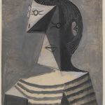 Pablo Picasso. Bust of man in striped shirt, 1939. Gouache on paper, cm 63.1 x 45.6. Venice, the Peggy Guggenheim Collection