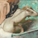 Edgar Degas. Woman seated on the edge of a bath sponging her neck, c. 1880–95. Oil and essence on paper on canvas. Orsay Museum, Paris